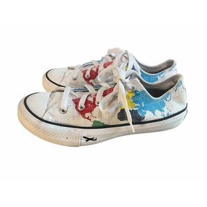 Converse All Star Chuck Taylor World Travel Map Fly Airplane Shoes Junior size 4